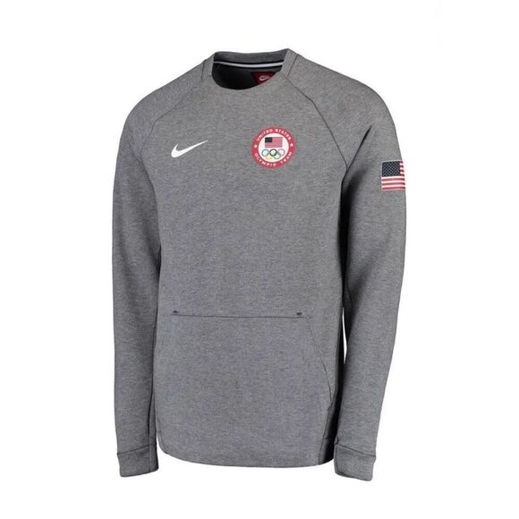 Nike Men's Tech Fleece Crew Sweatshirt size L Team USA 2016 Olympics Gray - Picture 1 of 11